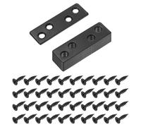 sourcing map 10 Set Mending Plate Metal Flat Bracket Straight Brace Fixing Joining Plate for Wood with Screws, Black, 2.32"x0.75"