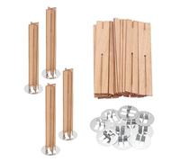 sourcing map 10 Set Wooden Candle Wicks, 0.5 x 3.2 Inch Natural Wood Wicks with Stand Cross Shape Candle Cores Candle Making Supplies for DIY Handmade Crackle Sound Flame Candle