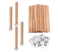 sourcing map 10 Set Wooden Candle Wicks, 0.51 x 4 Inch Natural Wood Wicks with Stand Cross Shape Candle Cores Candle Making Supplies for DIY Handmade Crackle Sound Flame Candle