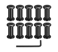 sourcing map 10 Sets Binding Post Screw, M6x10.5mm Bolts Female 8x18mm Hex Drive Socket Cap Screw Rivets Chicago Screws Furniture Bolts Stainless Steel with Wrench for Furniture Repair, Black