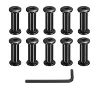 sourcing map 10 Sets Binding Post Screw, M6x12.5mm Bolts Female 8x24mm Hex Drive Socket Cap Screw Rivets Chicago Screws Furniture Bolts Stainless Steel with Wrench for Furniture Repair, Black