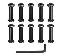 sourcing map 10 Sets Binding Post Screw, M6x12.5mm Bolts Female 8x32mm Hex Drive Socket Cap Screw Rivets Chicago Screws Furniture Bolts Stainless Steel with Wrench for Furniture Repair, Black
