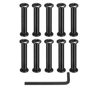sourcing map 10 Sets Binding Post Screw, M6x12.5mm Bolts Female 8x42.5mm Hex Drive Socket Cap Screw Rivets Chicago Screws Furniture Bolts Stainless Steel with Wrench for Furniture Repair, Black
