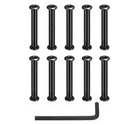 sourcing map 10 Sets Binding Post Screw, M6x12.5mm Bolts Female 8x52mm Hex Drive Socket Cap Screw Rivets Chicago Screws Furniture Bolts Stainless Steel with Wrench for Furniture Repair, Black