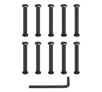 sourcing map 10 Sets Binding Post Screw, M6x14.5mm Bolts Female 8x62.5mm Hex Drive Socket Cap Screw Rivets Chicago Screws Furniture Bolts Stainless Steel with Wrench for Furniture Repair, Black