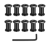 sourcing map 10 Sets Binding Post Screw, M8x12.5mm Bolts Female 10x19mm Hex Drive Socket Cap Screw Rivets Chicago Screws Furniture Bolts Stainless Steel with Wrench for Furniture Repair, Black