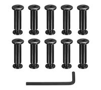 sourcing map 10 Sets Binding Post Screw, M8x18mm Bolts Female 10x33mm Hex Drive Socket Cap Screw Rivets Chicago Screws Furniture Bolts Stainless Steel with Wrench for Furniture Repair, Black