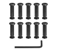 sourcing map 10 Sets Binding Post Screw, M8x18mm Bolts Female 10x37mm Hex Drive Socket Cap Screw Rivets Chicago Screws Furniture Bolts Stainless Steel with Wrench for Furniture Repair, Black