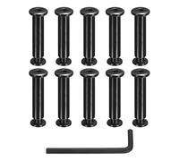 sourcing map 10 Sets Binding Post Screw, M8x18mm Bolts Female 10x43mm Hex Drive Socket Cap Screw Rivets Chicago Screws Furniture Bolts Stainless Steel with Wrench for Furniture Repair, Black