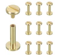 sourcing map 10 Sets Chicago Screw Rivets M4x16mm Metal Phillips Head Post Nail Rivet Stud Screws Connectors for DIY Leather Belt Bag Craft Bookbinding, Brass