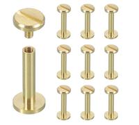 sourcing map 10 Sets Chicago Screw Rivets M4x20mm Metal Phillips Head Post Nail Rivet Stud Screws Connectors for DIY Leather Belt Bag Craft Bookbinding, Brass