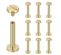 sourcing map 10 Sets Chicago Screw Rivets M4x25mm Metal Phillips Head Post Nail Rivet Stud Screws Connectors for DIY Leather Belt Bag Craft Bookbinding, Brass