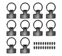 sourcing map 10 Sets Key Fob Hardware with Split Ring, 1 Inch Key Hardware Set with 2 Screws for Car Keychain Wristlet Lanyard Leathercraft, Light Black