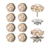sourcing map 10 Sets Pearl Brooch Buttons, 11.5 mm No Sew Pearl Buttons Pins Detachable Brooch Anti-Exposure Fixed Cover Up Bottons Pins for Hats, Clothes, Coat, Cardigan, DIY Craft (White)
