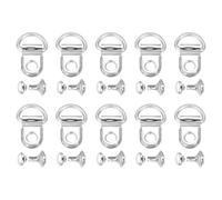 sourcing map 10 Sets Shoelace Hook, Boot Lace Hooks D-Ring Eyelet Buckles with Rivets, Boots Eyelet Repair Clips for Hiking Boots Shoe Leather Bag, 9x14mm Silver
