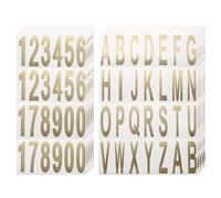 sourcing map 10 Sheets Mailbox Numbers and Letters Reflective Vinyl Waterproof Number Letter Stickers for Indoor/Outdoor Sticker Decals, Gold in White