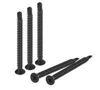 sourcing map #10 x 2-1/2" Sheet Metal Screws, 80pcs 410 Stainless Steel Fast Self Tapping Screws, Flat Head Phillips Drive Self Drilling Screws, Black Oxide