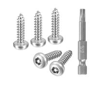 sourcing map #10 x 3/4" Torx Security Screws, 30pcs Button Head Tamper Resistant Self Tapping Screws, 304 Stainless Steel Anti-Theft Screws with Bit T25