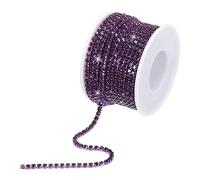 sourcing map 10 Yard 2.5mm Crystal Rhinestone Diamond Close Chain Trim Trimming Claw Cup Chain for Sewing, Crafts, DIY Jewelry Wedding Decorations Dark Purple Gems Dark Purple Base