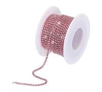 sourcing map 10 Yard 2mm Crystal Rhinestone Diamond Close Chain Trim Trimming Claw Cup Chain for Sewing, Crafts, DIY Jewelry Wedding Decorations Light Pink Gems Light Pink Base