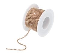 sourcing map 10 Yard 2mm Crystal Rhinestone Diamond Close Chain Trim Trimming Claw Cup Chain for Sewing, Crafts, DIY Jewelry Wedding Decorations Champagne Gems Champagne Base