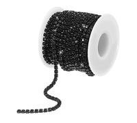 sourcing map 10 Yard 4mm Crystal Rhinestone Diamond Close Chain Trim Trimming Claw Cup Chain for Sewing, Crafts, DIY Jewelry Wedding Decorations Black