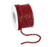 sourcing map 10 Yard Crystal Rhinestone Chain, 3.0mm Sew on Close Claw Chain Trim for DIY Jewelry, Clothing, Bags, Shoe Decoration, Red, 1Roll