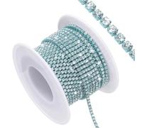 sourcing map 10 Yard Crystal Rhinestone Close Chain Trim, Crystal Rhinestone Diamond Strips for Jewelry Making, Rhinestone Bling Sewing Embellishments, Silver Rhinestone with Blue Base