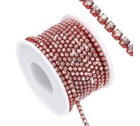 sourcing map 10 Yard Crystal Rhinestone Close Chain Trim, Crystal Rhinestone Diamond Strips for Jewelry Making, DIY, Rhinestone Bling Sewing Embellishments, Silver Rhinestone with Red Base