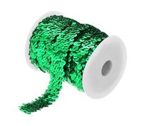 sourcing map 10 Yards 1.2 Inch Elastic Sequins Trim 3 Row Flat Sequin Strip Paillette Sequins Fabric Ribbon for Crafts DIY Sequin Fringe Sewing Green