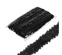 sourcing map 10 Yards 1.2 Inch Elastic Sequins Trim Stretch Flat Sequin Paillette Fabric Ribbon Trim Strip for Crafts Sewing Costume Dress, Black