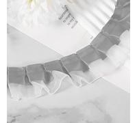 sourcing map 10 Yards 2-Layer Satin Ruffle Trim Lace Ribbon Sewing Lace Fabric Trim for DIY Craft Dress Clothing Wedding Gift Home Decoration, Grey