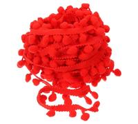 sourcing map 10 Yards Pom Pom Ball Fringe Trim, Ribbon Sewing Accessory DIY Crafts for Home Curtain Clothes Pillow Decoration (8mm, Red)