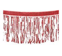 sourcing map 10 Yards Sequin Fringe Trim 6.3 Inch Wide Tassel Fringe Sewing Trim Ribbon Polyester for DIY Craft Sewing Curtain Pillow Dress Clothing Embellishment, Red