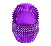 sourcing map 100 Count Purple Foil Muffins Cupcake Liners Standard Size Metallic Baking Cups Wrappers Greaseproof for Party Wedding Birthday