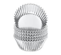sourcing map 100 Count Silver Foil Muffins Cupcake Liners Standard Size Metallic Baking Cups Wrappers Greaseproof for Party Wedding Birthday