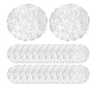 sourcing map 100 Pack Foil Disposable Placemats, 6.3 Inch Round Pressed Foil Placemat Metallic Mesh Table Place Mats for Dining Table Wedding Birthday Party Home Decoration, Silver