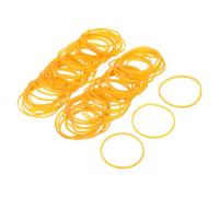 sourcing map 100 Pack Rubber Band Stretchable Rubber Elastic Band Yellow 40mm x 1.4mm Hair Rubber Bands for Home Office Hair Dressing Making-up Package