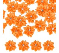 sourcing map 100 Pcs 1.2 Inch Satin Ribbon Flowers Bows Flowers Applique Floral Embellishments for DIY Crafts Sewing Clothing Hair Bow Wedding Decor, Orange