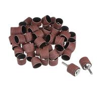 sourcing map 100 Pcs 1 Inch Sanding Sleeves Sandpaper Set 80 Grit with 2 Pcs 0.79 Inch Drum Mandrels for Rotary Tools