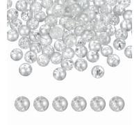 sourcing map 100 Pcs 10mm Crackle Glass Beads for Jewelry Making, Crystal Glass Round Spacer Beads Bulk Loose Bead for DIY Craft Earring Necklace Bracelet Jewelry, Silver