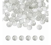 sourcing map 100 Pcs 10mm Crackle Glass Beads for Jewelry Making, Crystal Glass Round Spacer Beads Bulk Loose Bead for DIY Craft Earring Necklace Bracelet Jewelry, Gray