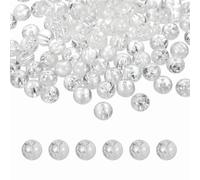 sourcing map 100 Pcs 10mm Crackle Glass Beads for Jewelry Making, Crystal Glass Round Spacer Beads Bulk Loose Bead for DIY Craft Earring Necklace Bracelet Jewelry, White