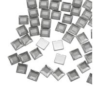sourcing map 100 Pcs 10mm Flat Back Acrylic Square Gems Clear Gray