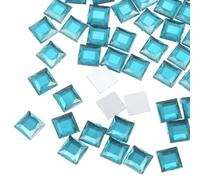 sourcing map 100 Pcs 10mm Flat Back Acrylic Square Gems Lake Blue