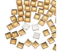 sourcing map 100 Pcs 10mm Flat Back Acrylic Square Gems Light Brown