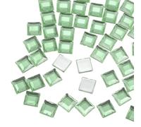 sourcing map 100 Pcs 10mm Flat Back Acrylic Square Gems Light Green