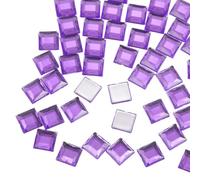 sourcing map 100 Pcs 10mm Flat Back Acrylic Square Gems Purple