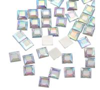 sourcing map 100 Pcs 10mm Flat Back Acrylic Square Gems White AB