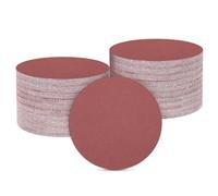 sourcing map 100 Pcs 125mm 5 Inch Sanding Discs, 320 Grit Hook and Loop Sandpaper, No-Hole Aluminum Oxide Orbital Sander Sandpaper for Woodworking Automotive Metal Polishing, Red
